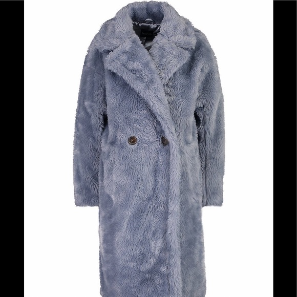 LAST ONE GORGEOUS BLUE COLOR BOOHOO OVERSIZED TEDDY FAUX FUR COAT - Picture 3 of 16